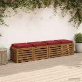 vidaXL Zitkussens SOEST 4 st 100% Polyester Wijnrood 40 x 40 x 7 cm