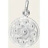 MOOYE ® - Collectie Zilveren Goese platte knop knoop 14 mm. ketting hanger