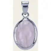 MOOYE ® - Collectie Zilveren Roze kwarts edelsteen ovaal glad kettinghanger