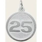 MOOYE ® - Collectie Zilveren cijfer 25 rond mat-glans kettinghanger