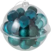 J-Line Kerstballen - PS - blauw/donkergroen - doos van 24