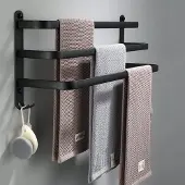 Arhatreya Zwarte Wandrek voor Handdoeken, 50cm, 3 Lagen, Zonder Boren