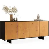 Idimex ARTO-dressoir 180 cm met 4 deuren – afwerking in zwart/eiken