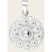 MOOYE ® - Collectie Zilveren Goese platte knop knoop 23 mm. ketting hanger