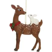 Meander Ornament Hert met konijntje, 8x2,5x12cm