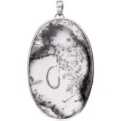 MOOYE ® - Collectie Zilveren Agaath Dendriet XXL Ovaal ketting hanger