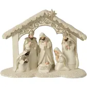 J-Line Kerststal - steen - lichtbeige/goud - large
