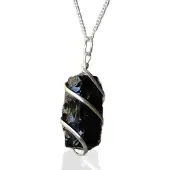 AW Gifts Cascade gewikkelde edelsteen ketting - ruwe zwarte onyx