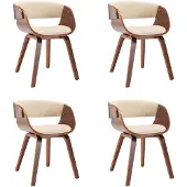 vidaXL Eetkamerstoelen 4 st gebogen hout en kunstleer crèmekleurig