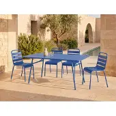 Vente-unique Tuintafel MIRMANDE - Metaal - D160 cm - Donkerblauw