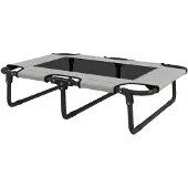 PawHut -Erhöhtes Hundebett-Polyester, Stahl-75L x 51B x 18H cm-Hellgrau