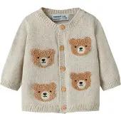 Name it Gebreid vest 'NBMObase' bruin / grijs / zwart