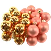 Kaemingk Kerstboom mini kerstballen warm oranje Ø 3,5 cm set 16