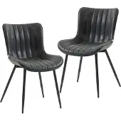 HOMCOM Eetkamerstoel - Synthetische bekleding - 49x61x80,5cm - Zwart