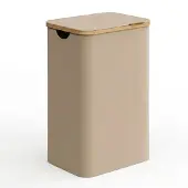 Songmics Wasmand met deksel – 3 compartimenten – 150 liter – Uitneembare waszak – Opvouwbaar – Bruin