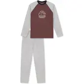 Schiesser Nachtkledij ' Nightwear ' donkerbruin / grijs gemêleerd