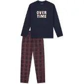 Schiesser Nachtkledij ' Nightwear ' nachtblauw / roestrood