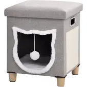 Aosom Kattengrot, kattenhuis, inclusief speelgoedbal, wasbaar kussen, 35,5 cm x 35,5 cm x 42,5 cm