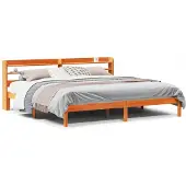 vidaXL Bedframe met hoofdbord massief grenenhout wasbruin 200x200 cm