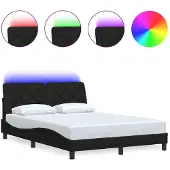 vidaXL Bedframe met LED-verlichting, zonder matras, zwart, 120x200 cm, stof