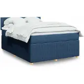 vidaXL Boxspringbed met matras, blauw, 140x200 cm, gestoffeerd