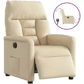 vidaXL Fauteuil verstelbaar elektrisch stof crèmekleurig