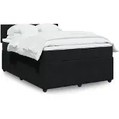 vidaXL Boxspring met matras fluweel zwart 140x200 cm