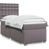 vidaXL Boxspringbed met matras, grijs, 100x200 cm, kunstleer
