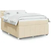 vidaXL Boxspring met matras stof crèmekleurig 140x200 cm