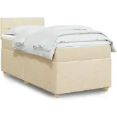 vidaXL Boxspring met matras stof crèmekleurig 90x200 cm
