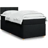 vidaXL Boxspring met matras stof zwart 80x200 cm
