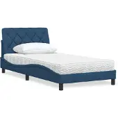 vidaXL Bed met matras stof blauw 100x200 cm