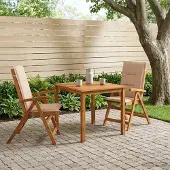 vidaXL 3-delige tuineetset 2-zits Beige Massief Acacia Hout