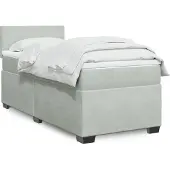 vidaXL Boxspring met matras fluweel lichtgrijs 80x200 cm