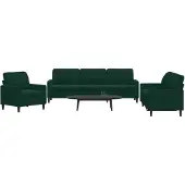 vidaXL 3-delige Loungeset met kussens fluweel donkergroen