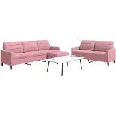 vidaXL 3-delige Loungeset met kussens fluweel roze