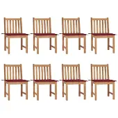 vidaXL Tuinstoelen, 8 stuks met kussens, massief teakhout
