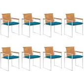 vidaXL Tuinstoelen, 8 stuks met kussens, massief acaciahout