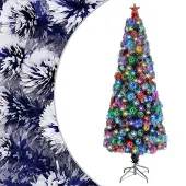 vidaXL Kunstkerstboom met verlichting 240 cm glasvezel wit en blauw