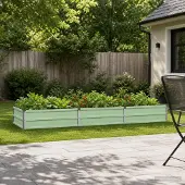 vidaXL Verhoogd Tuinbed Pastelgroen 240 x 80 x 24 cm Staal