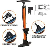Strex Fietspomp - Handmatig - 11 Bar - Drukmeter - Geschikt voor Dunlop Presta Schrader - Oranje