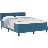 vidaXL Boxspringbed met hoofdeinde, donkerblauw, 200 x 160 cm, fluweel