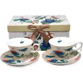 Queen Isabell Porseleinen Kopjes Set met Vogels & Bloemen - 220ml