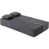 HOMCOM slaapbank, 2-zits, vloerkussen met armleuningen, 2 kussens, chenille-look