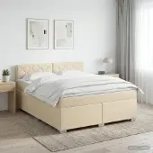 vidaXL Boxspringbed met matras Crèmekleurig 140 x 200 cm Stof