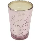 Meander Glas met kaars zacht roze Ø6xH9cm