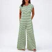 Imily Bela Dames Gestreepte Jumpsuit met Wijde Pijpen