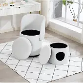 MODFU - Fauteuil - 360 Draaibaar - Opbergvak - Velvet - Wit