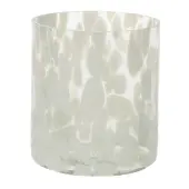Meander Windlicht glas wit gevlekt Ø6x9cm