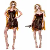 Vegaoo Sexy zombie gladiator kostuum voor dames Halloween pak - Verkleedkleding - Large